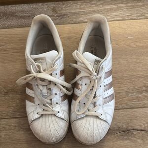 Adidas Women's White and Tan Sneakers